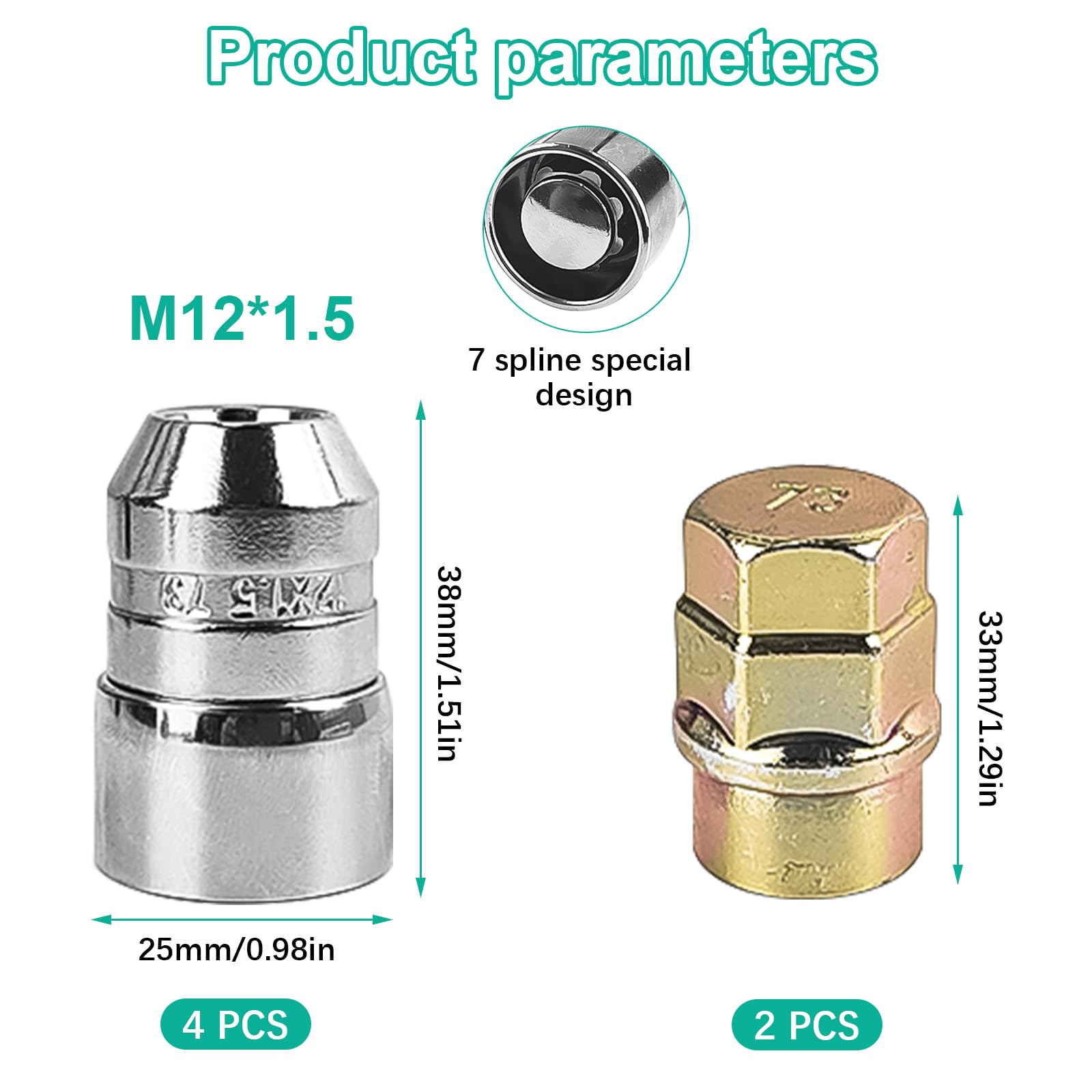 Amazon.com: ZPSNDP Chrome Cone Seat Wheel Locks Lug Nuts